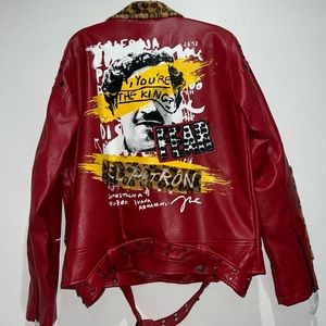 Men’s R3bel Leopard Collar “El Patron”Pablo Escobar Biker Jacket